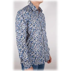 Poggianti 1958 Poggianti 1985 - Blue Fantasy Shirt Italian Collar - Handmade in Italy - New Luxury Exclusive Collection - Avvenice^ Shirts
