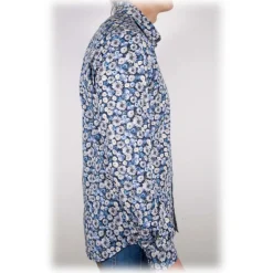 Poggianti 1958 Poggianti 1985 - Blue Fantasy Shirt Italian Collar - Handmade in Italy - New Luxury Exclusive Collection - Avvenice^ Shirts