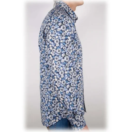 Poggianti 1958 Poggianti 1985 - Blue Fantasy Shirt Italian Collar - Handmade in Italy - New Luxury Exclusive Collection - Avvenice^ Shirts