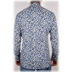 Poggianti 1958 Poggianti 1985 - Blue Fantasy Shirt Italian Collar - Handmade in Italy - New Luxury Exclusive Collection - Avvenice^ Shirts