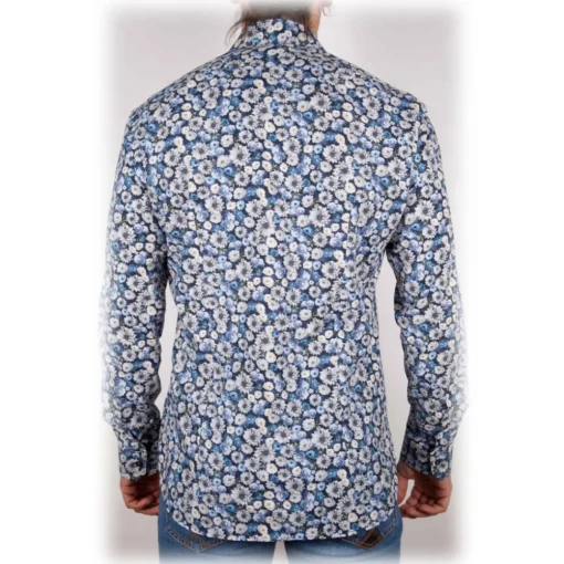 Poggianti 1958 Poggianti 1985 - Blue Fantasy Shirt Italian Collar - Handmade in Italy - New Luxury Exclusive Collection - Avvenice^ Shirts