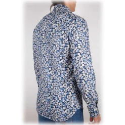 Poggianti 1958 Poggianti 1985 - Blue Fantasy Shirt Italian Collar - Handmade in Italy - New Luxury Exclusive Collection - Avvenice^ Shirts