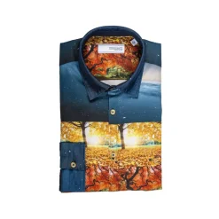 Poggianti 1958 Poggianti 1985 - Camicia Fantasia Autunno Collo Italiano - Handmade in Italy - New Luxury Exclusive Collection - Avvenice