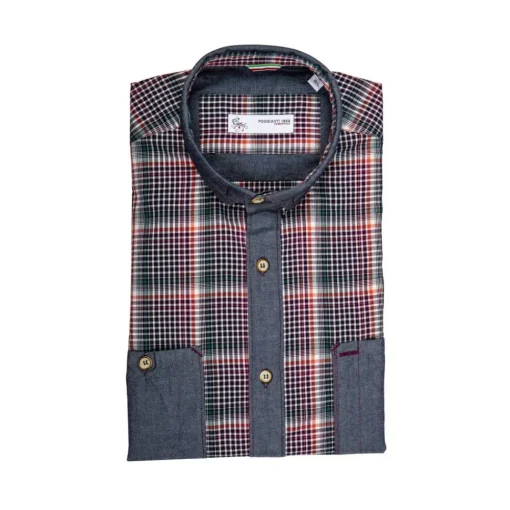 Poggianti 1958 Poggianti 1985 - Checked Shirt with Denim Contrasts - Handmade in Italy - New Luxury Exclusive Collection - Avvenice