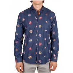 Poggianti 1958 Poggianti 1985 - Denim Shirt with Embroidery - Handmade in Italy - New Luxury Exclusive Collection - Avvenice^ Shirts