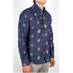 Poggianti 1958 Poggianti 1985 - Denim Shirt with Embroidery - Handmade in Italy - New Luxury Exclusive Collection - Avvenice^ Shirts