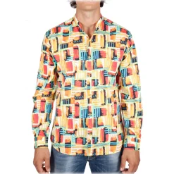 Poggianti 1958 Poggianti 1985 - Fantasy Shirt Korean Collar Multicolor - Handmade in Italy - New Luxury Exclusive Collection - Avvenice^ Shirts