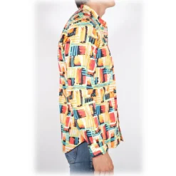 Poggianti 1958 Poggianti 1985 - Fantasy Shirt Korean Collar Multicolor - Handmade in Italy - New Luxury Exclusive Collection - Avvenice^ Shirts