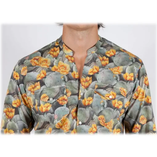 Poggianti 1958 Poggianti 1985 - Fantasy Shirt Korean Collar - Handmade in Italy - New Luxury Exclusive Collection - Avvenice