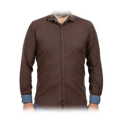 Poggianti 1958 Poggianti 1985 - Flannel Shirt with Fantasy Contrasts - Handmade in Italy - New Luxury Exclusive Collection - Avvenice
