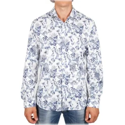 Poggianti 1958 Poggianti 1985 - French Collar Fancy Shirt - Handmade in Italy - New Luxury Exclusive Collection - Avvenice