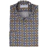 Poggianti 1958 Poggianti 1985 - Light Blue / Brown Patterned Shirt with Soft Collar - Handmade in Italy - New Luxury Exclusive Collection - Avvenice