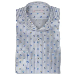 Poggianti 1958 Poggianti 1985 - Light Blue / White Patterned Soft Collar Shirt - Handmade in Italy - New Luxury Exclusive Collection - Avvenice^ Shirts