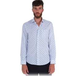Poggianti 1958 Poggianti 1985 - Light Blue / White Patterned Soft Collar Shirt - Handmade in Italy - New Luxury Exclusive Collection - Avvenice^ Shirts