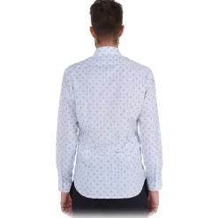 Poggianti 1958 Poggianti 1985 - Light Blue / White Patterned Soft Collar Shirt - Handmade in Italy - New Luxury Exclusive Collection - Avvenice^ Shirts
