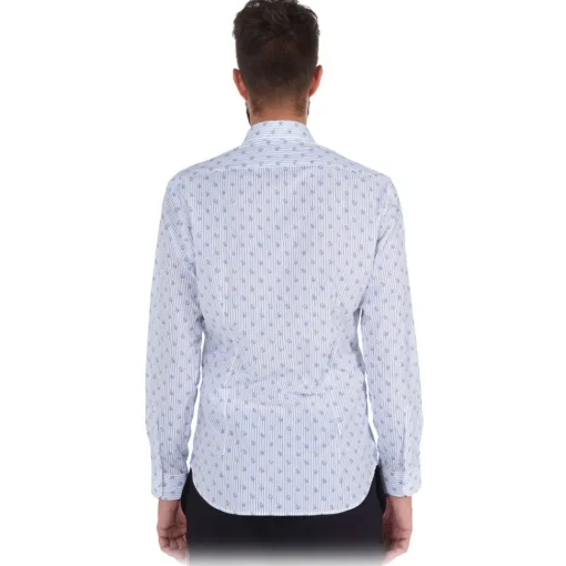 Poggianti 1958 Poggianti 1985 - Light Blue / White Patterned Soft Collar Shirt - Handmade in Italy - New Luxury Exclusive Collection - Avvenice^ Shirts