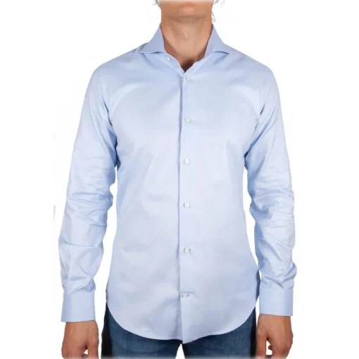 Poggianti 1958 Poggianti 1985 - Light Blue Oxford French Collar Shirt - Handmade in Italy - New Luxury Exclusive Collection - Avvenice^ Shirts