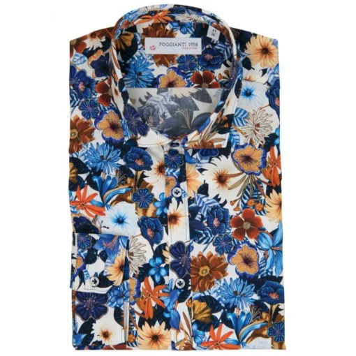 Poggianti 1958 Poggianti 1985 - Light Blue Soft Collar Fantasy Shirt - Handmade in Italy - New Luxury Exclusive Collection - Avvenice^ Shirts