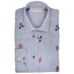 Poggianti 1958 Poggianti 1985 - Light Blue Soft Collar Fantasy Shirt - Handmade in Italy - New Luxury Exclusive Collection - Avvenice