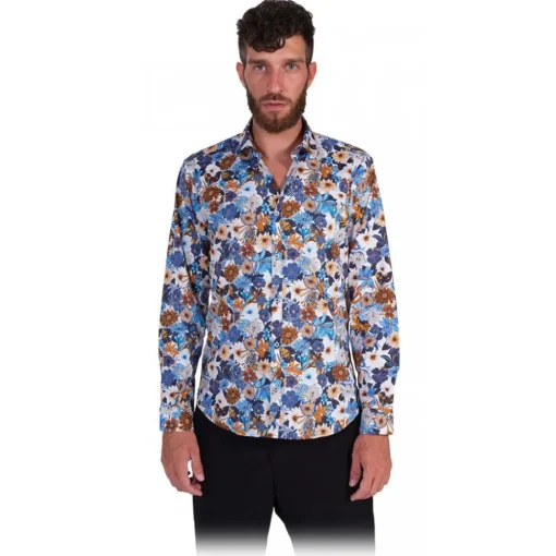 Poggianti 1958 Poggianti 1985 - Light Blue Soft Collar Fantasy Shirt - Handmade in Italy - New Luxury Exclusive Collection - Avvenice^ Shirts