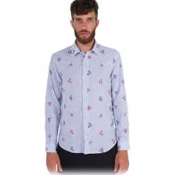 Poggianti 1958 Poggianti 1985 - Light Blue Soft Collar Fantasy Shirt - Handmade in Italy - New Luxury Exclusive Collection - Avvenice