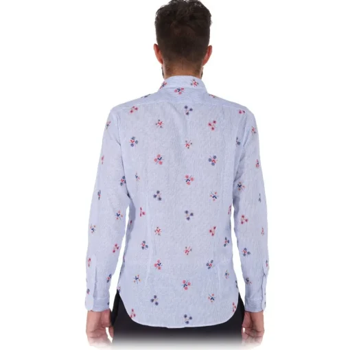 Poggianti 1958 Poggianti 1985 - Light Blue Soft Collar Fantasy Shirt - Handmade in Italy - New Luxury Exclusive Collection - Avvenice
