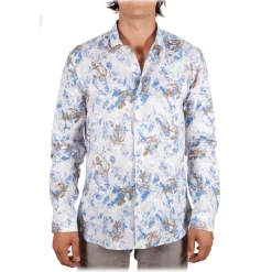 Poggianti 1958 Poggianti 1985 - Linen Fantasy Shirt French Collar - Handmade in Italy - New Luxury Exclusive Collection - Avvenice