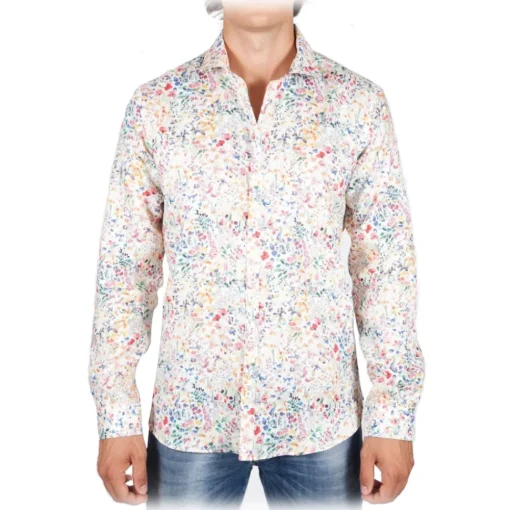 Poggianti 1958 Poggianti 1985 - Linen Fantasy Shirt French Collar - Handmade in Italy - New Luxury Exclusive Collection - Avvenice^ Shirts