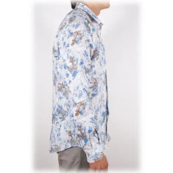 Poggianti 1958 Poggianti 1985 - Linen Fantasy Shirt French Collar - Handmade in Italy - New Luxury Exclusive Collection - Avvenice