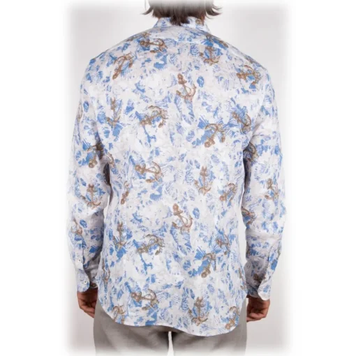 Poggianti 1958 Poggianti 1985 - Linen Fantasy Shirt French Collar - Handmade in Italy - New Luxury Exclusive Collection - Avvenice