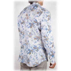 Poggianti 1958 Poggianti 1985 - Linen Fantasy Shirt French Collar - Handmade in Italy - New Luxury Exclusive Collection - Avvenice