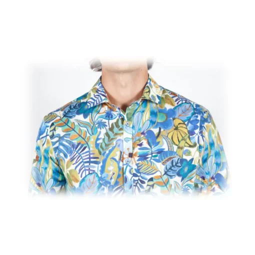 Poggianti 1958 Poggianti 1985 - Linen Fantasy Shirt French Collar - Handmade in Italy - New Luxury Exclusive Collection - Avvenice^ Shirts