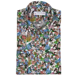 Poggianti 1958 Poggianti 1985 - Multicolor Soft Collar Fantasy Shirt - Handmade in Italy - New Luxury Exclusive Collection - Avvenice