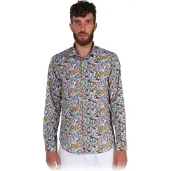 Poggianti 1958 Poggianti 1985 - Multicolor Soft Collar Fantasy Shirt - Handmade in Italy - New Luxury Exclusive Collection - Avvenice