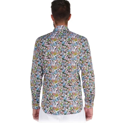 Poggianti 1958 Poggianti 1985 - Multicolor Soft Collar Fantasy Shirt - Handmade in Italy - New Luxury Exclusive Collection - Avvenice