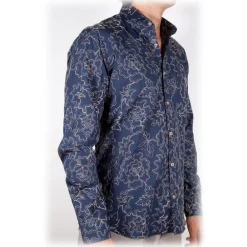 Poggianti 1958 Poggianti 1985 - Patterned Shirt with Soft Embroidery Collar - Handmade in Italy - New Luxury Exclusive Collection - Avvenice^ Shirts
