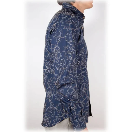 Poggianti 1958 Poggianti 1985 - Patterned Shirt with Soft Embroidery Collar - Handmade in Italy - New Luxury Exclusive Collection - Avvenice^ Shirts