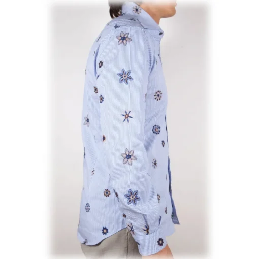 Poggianti 1958 Poggianti 1985 - Patterned Shirt with Soft Embroidery Collar - Handmade in Italy - New Luxury Exclusive Collection - Avvenice