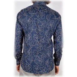 Poggianti 1958 Poggianti 1985 - Patterned Shirt with Soft Embroidery Collar - Handmade in Italy - New Luxury Exclusive Collection - Avvenice^ Shirts