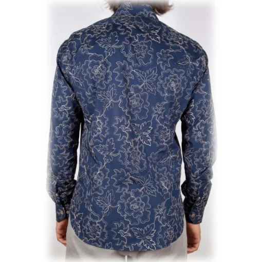 Poggianti 1958 Poggianti 1985 - Patterned Shirt with Soft Embroidery Collar - Handmade in Italy - New Luxury Exclusive Collection - Avvenice^ Shirts