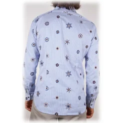 Poggianti 1958 Poggianti 1985 - Patterned Shirt with Soft Embroidery Collar - Handmade in Italy - New Luxury Exclusive Collection - Avvenice