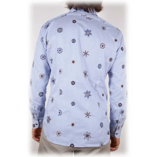 Poggianti 1958 Poggianti 1985 - Patterned Shirt with Soft Embroidery Collar - Handmade in Italy - New Luxury Exclusive Collection - Avvenice