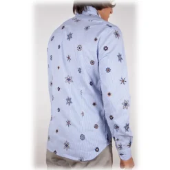 Poggianti 1958 Poggianti 1985 - Patterned Shirt with Soft Embroidery Collar - Handmade in Italy - New Luxury Exclusive Collection - Avvenice