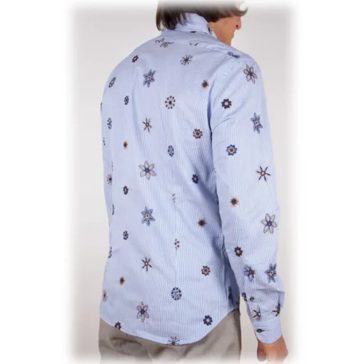 Poggianti 1958 Poggianti 1985 - Patterned Shirt with Soft Embroidery Collar - Handmade in Italy - New Luxury Exclusive Collection - Avvenice