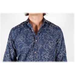Poggianti 1958 Poggianti 1985 - Patterned Shirt with Soft Embroidery Collar - Handmade in Italy - New Luxury Exclusive Collection - Avvenice^ Shirts