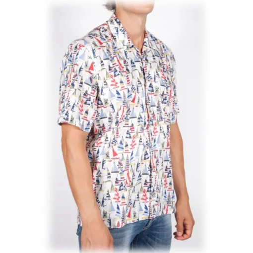 Poggianti 1958 Poggianti 1985 - Short Sleeve Fantasy Shirt - Handmade in Italy - New Luxury Exclusive Collection - Avvenice