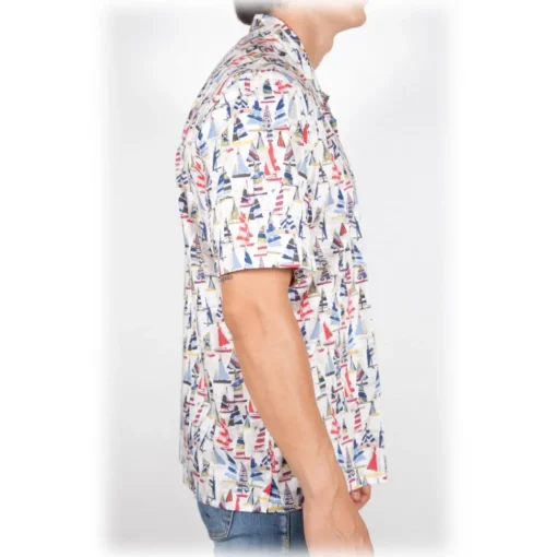 Poggianti 1958 Poggianti 1985 - Short Sleeve Fantasy Shirt - Handmade in Italy - New Luxury Exclusive Collection - Avvenice