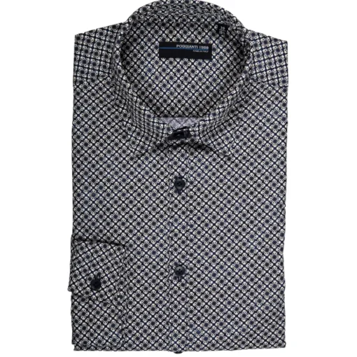 Poggianti 1958 Poggianti 1985 - Small Collar Patterned Shirt - Handmade in Italy - New Luxury Exclusive Collection - Avvenice