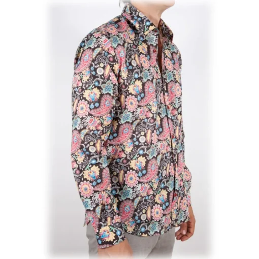 Poggianti 1958 Poggianti 1985 - Small Italian Collar Patterned Shirt - Handmade in Italy - New Luxury Exclusive Collection - Avvenice