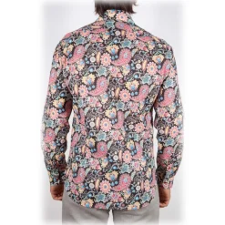Poggianti 1958 Poggianti 1985 - Small Italian Collar Patterned Shirt - Handmade in Italy - New Luxury Exclusive Collection - Avvenice